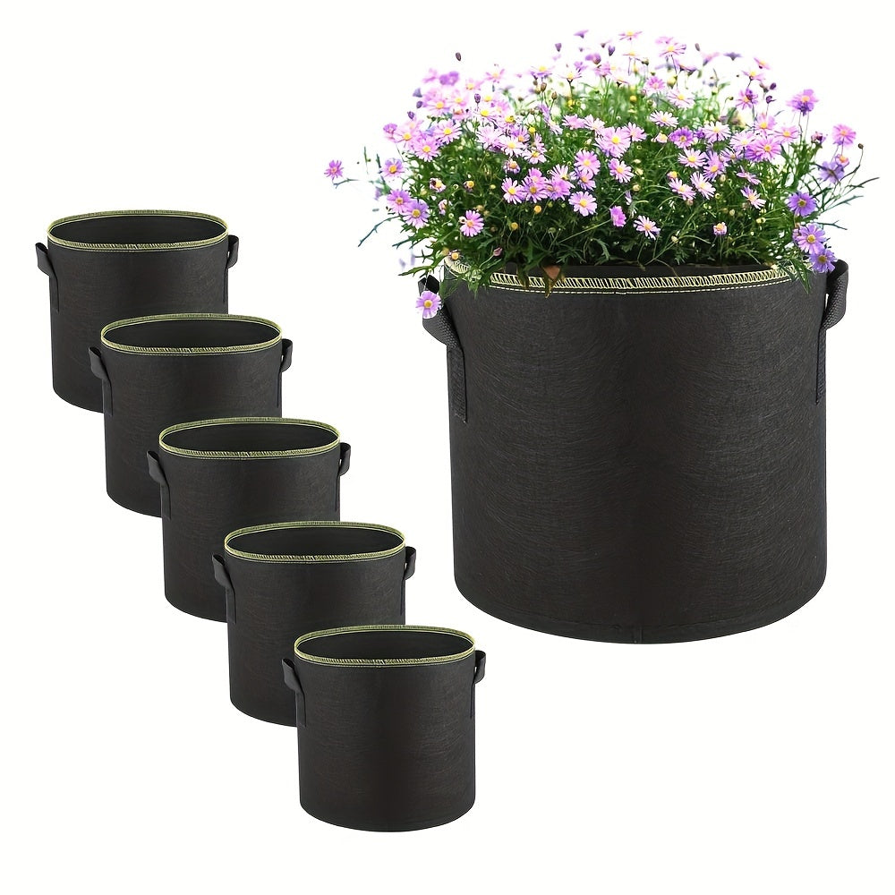 5pcs Aeration Grow Bags Nonwoven Fabric Pots With Handles