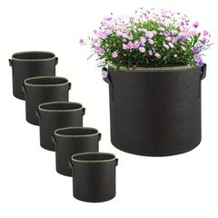5pcs Aeration Grow Bags Nonwoven Fabric Pots With Handles