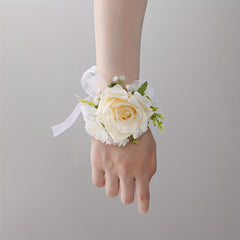 Bridal Wristlet Bouquet Artificial Roses and 'S Breath Ribbon Decoration
