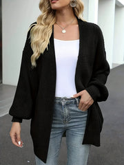 Casual Cardigan Women's Plus Solid Lantern Sleeve Open Front Cardigan