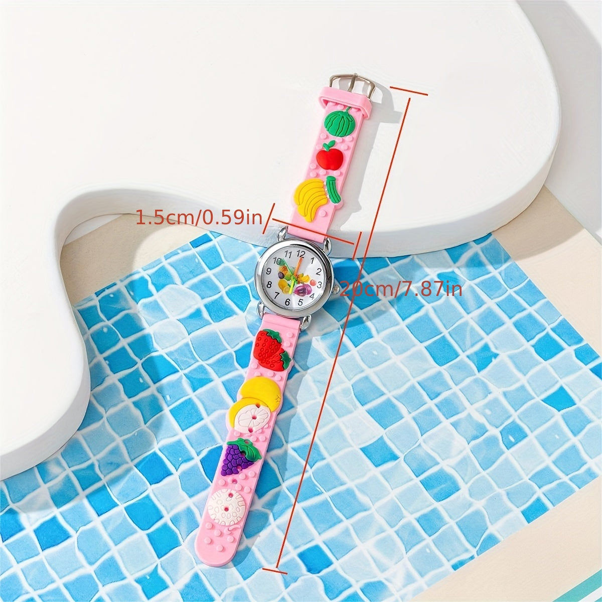 Silicone Fruit Decor Round Quartz Watch Girls Accessories