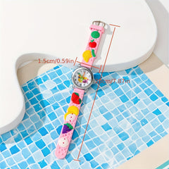 Silicone Fruit Decor Round Quartz Watch Girls Accessories