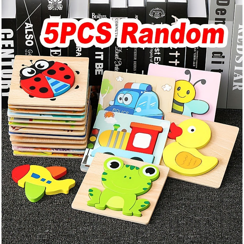 Vibrant Wooden Animal & Vehicle Puzzle Toy