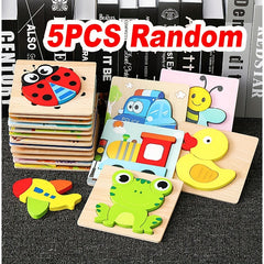 Vibrant Wooden Animal & Vehicle Puzzle Toy