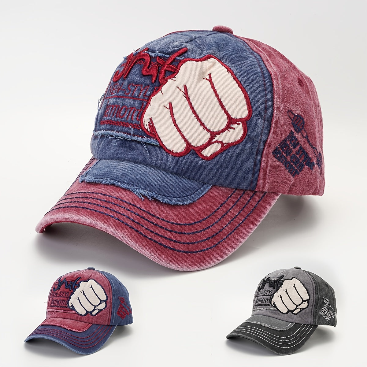 Vintage Denim Washed Baseball Cap with Embroidery