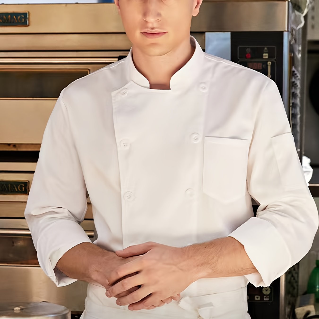 Long Sleeves Button Boat Neck Work Overalls For Chef