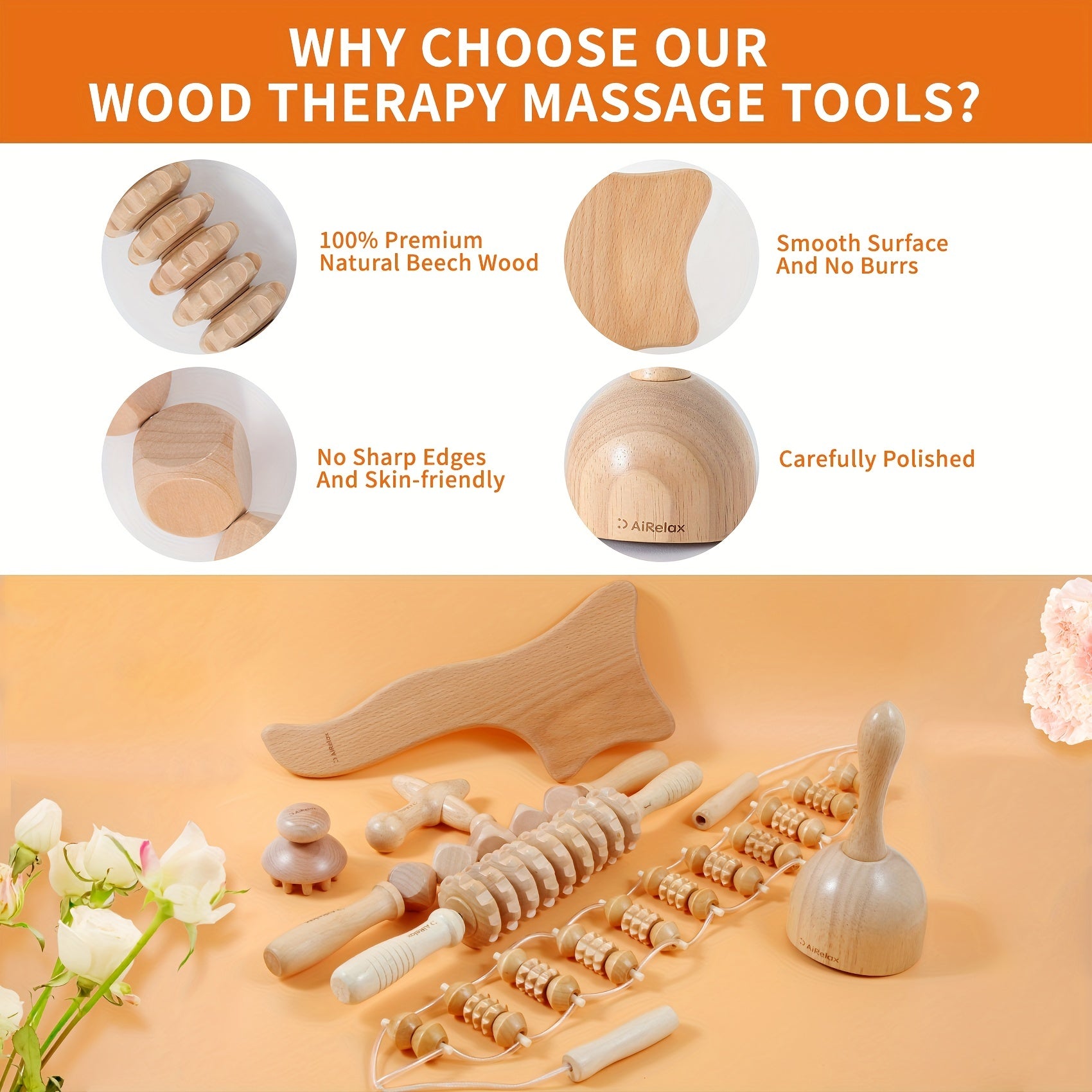 Wood Therapy Massage Tools Set Anti Cellulite Massager Kit for Body Shaping