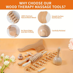 Wood Therapy Massage Tools Set Anti Cellulite Massager Kit for Body Shaping