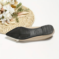 Chain Decor Flat Shoes Point Toe Slip On Lightweight Ballet Shoes