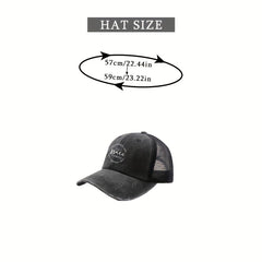 Ponytail Ripped Trucker Hat Letter Print Distressed Baseball Cap