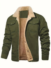 Classic Lapel Collar Winter Coat for Men