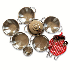 Mini Kitchen Set Pretend Play Cooking Toy with Pans Stove Utensils