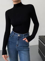 Women's Ribbed Mock Neck Knit Sweater