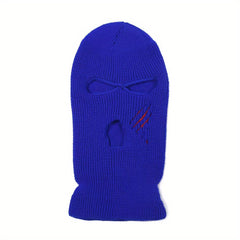 Men's Paw Print Three Hole Knit Cap Warm Cycling Hat