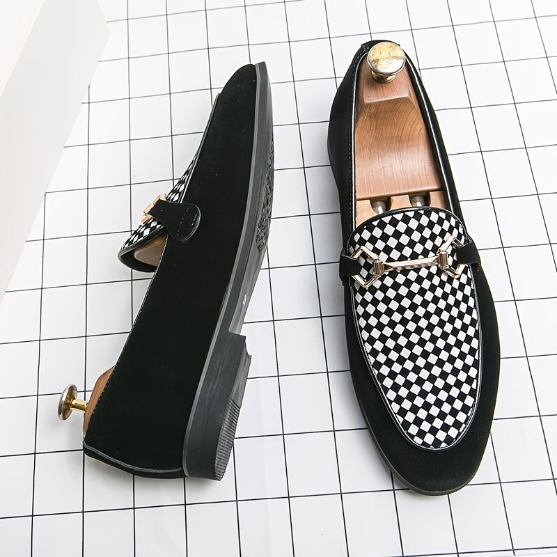 Men's Plaid Bit Loafer Shoes Casual Dress Shoes