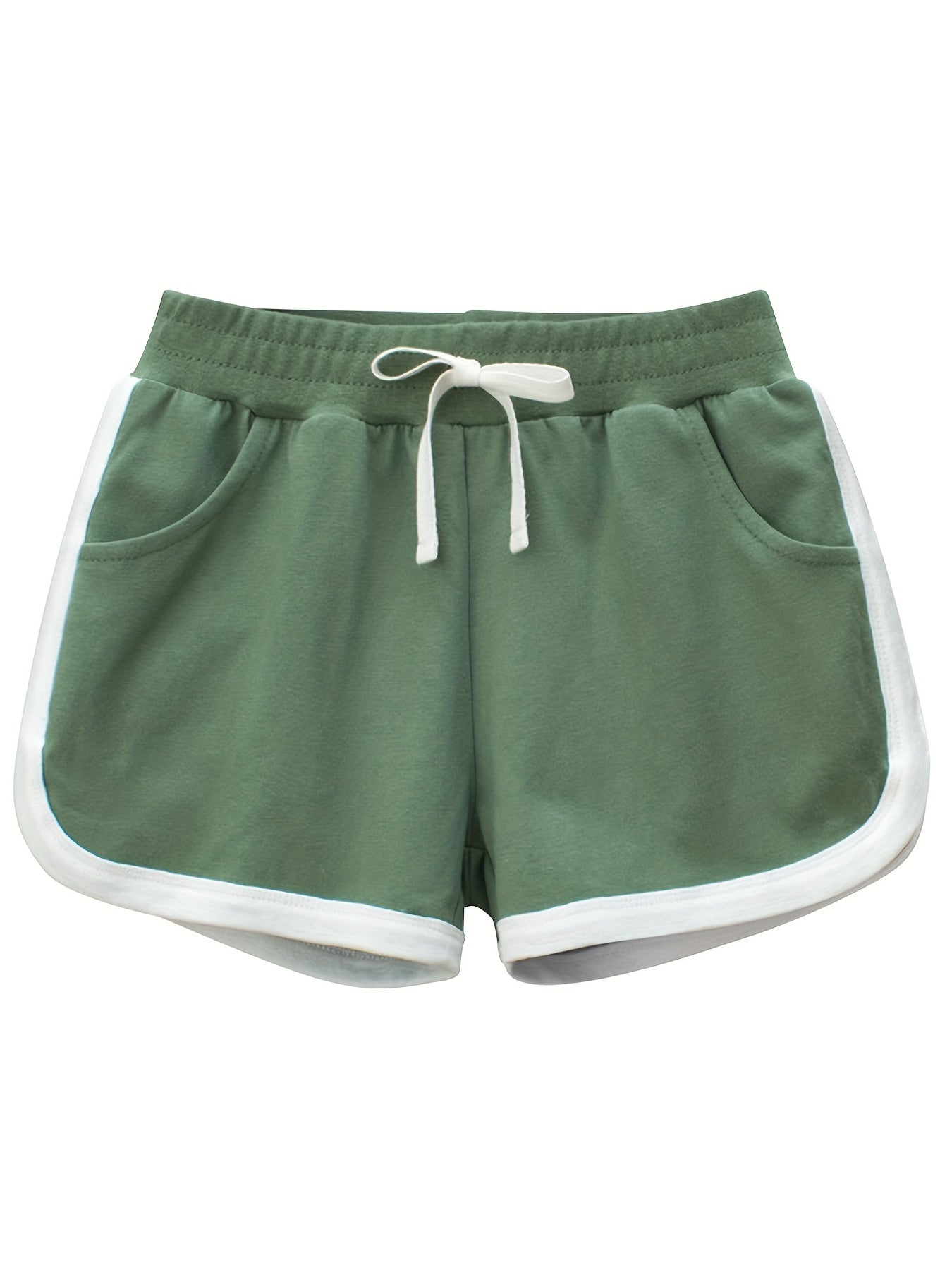 Girls' Contrast Binding Elastic Waist Casual Shorts