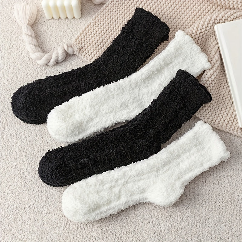 4 Pairs Floral & Bow Decor Women's Warm Socks