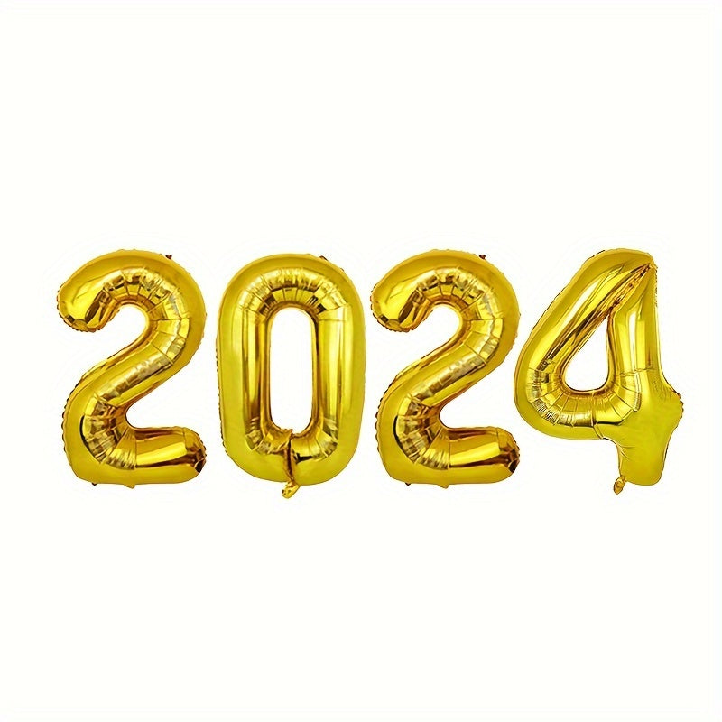Year Balloon Round Aluminum Foil Latex Balloon Number Balloon Happy Year
