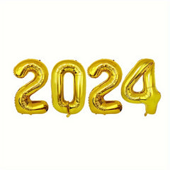 Year Balloon Round Aluminum Foil Latex Balloon Number Balloon Happy Year