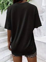 Leopard Print Two Piece Set Casual Short Sleeve T shirt & Skinny Shorts