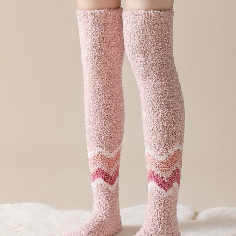 Thick Coral Fleece Thigh High Socks Women Winter Warm Long Stockings