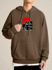 Sunset Print Hoodie Men's Casual Pullover Hooded Sweatshirt