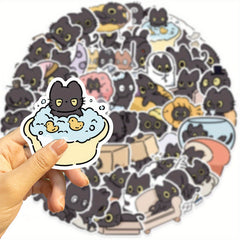 50pcs Cat Cartoon Stickers for Luggage Guitar Skateboard, Fun Vinyl Decoration