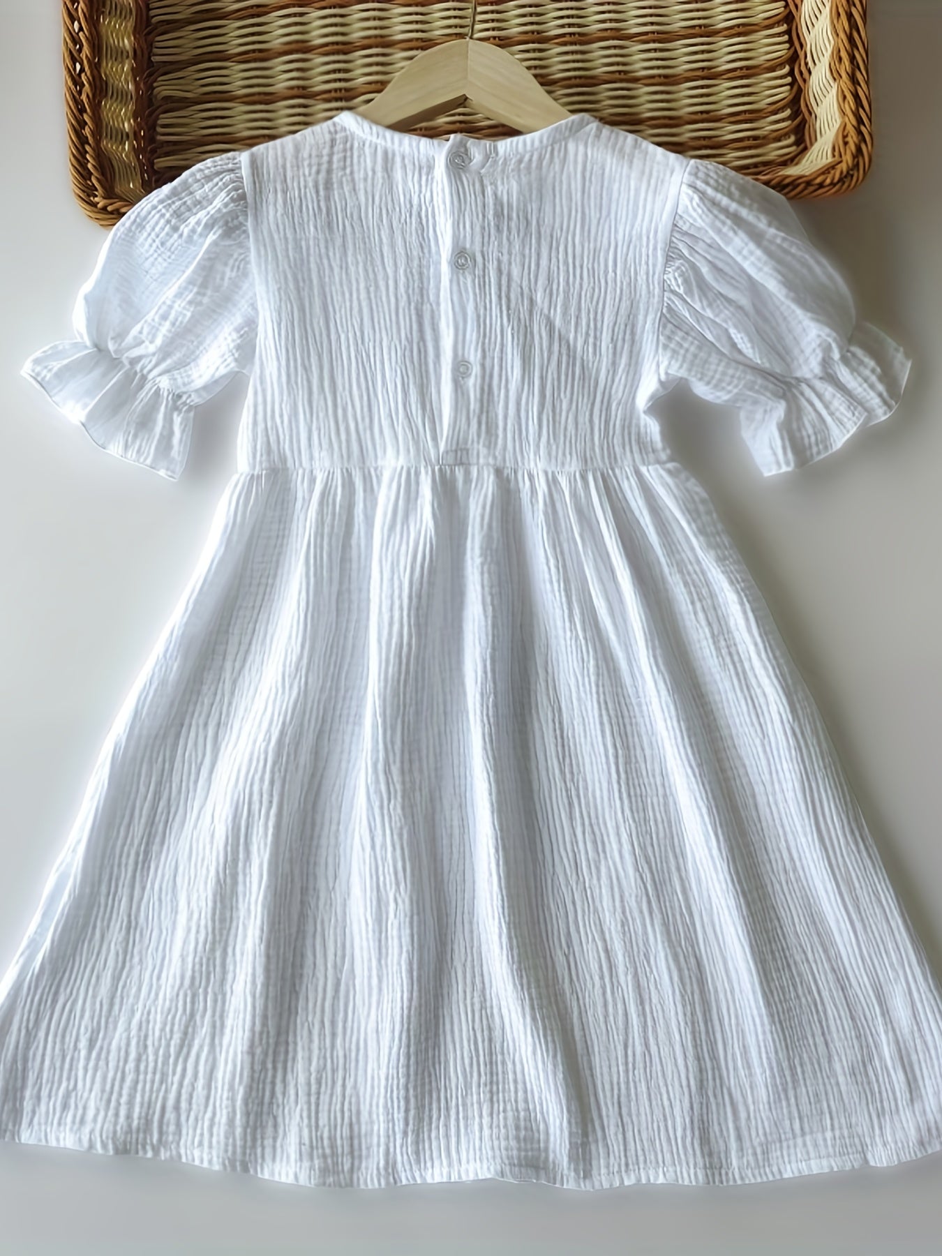 Girl's Summer Pleated Ruffle Sleeve Casual Dress