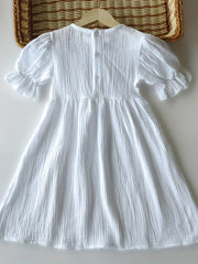 Girl's Summer Pleated Ruffle Sleeve Casual Dress