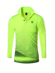 Men's Stretch Lapel Long Sleeve Polo Shirt