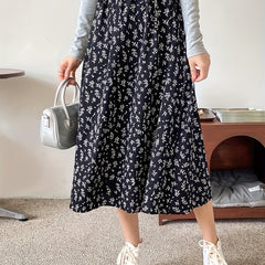 Floral Print High Waist Midi Skirt for Women