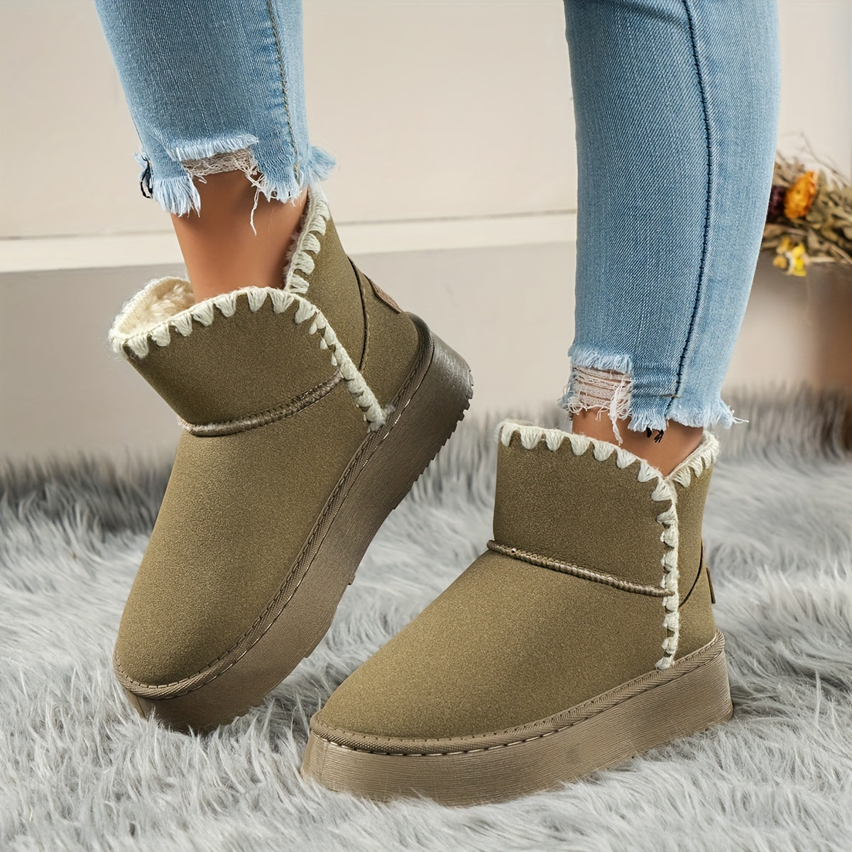Plush Lined Furry Thermal Thick Sole Heighten Snow Boots