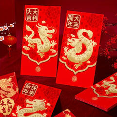 6pc Traditional Dragon Red Envelopes, Creative 3D Lucky Money Envelope