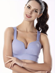 Solid Push Up Bra Comfy & Breathable Yoga Sports Bra