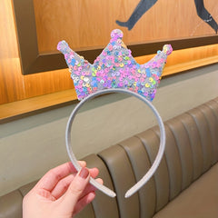 Princess Crown Headband For Girls Sweet Double sided Sequin Crown Hair Band