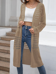 Eyelet Embroidered Long Sleeve Open Front Cardigan