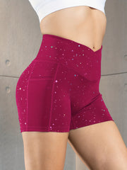 Women's Star Print Cross Waist Yoga Shorts Sexy Skinny Comfortable for Fitness