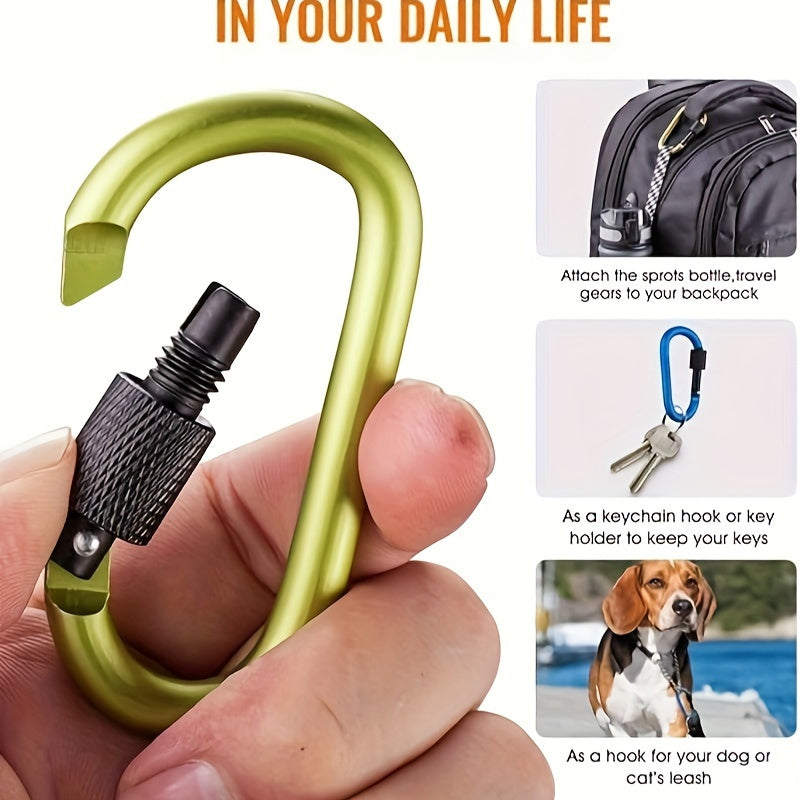 4pcs Metal Keychain Buckle Anti Rust Carabiner For Hammock Hiking Camping