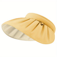 Wide Brim Shell Visor Hat Lightweight Ponytail UV Protection Sun Hat
