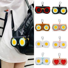 Women's Leather Eyeglass Case Snap Closure for Home Travel
