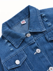 Boys Astronaut Print Denim Jacket Long Sleeve Coat