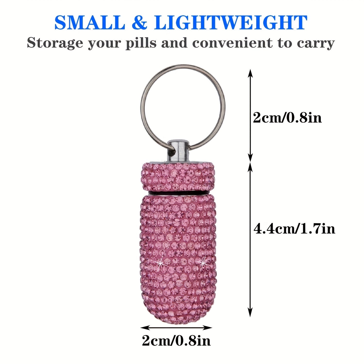 Waterproof Pill Holder with Keychain Bling Pill Box