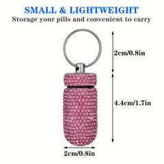 Waterproof Pill Holder with Keychain Bling Pill Box