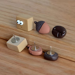 9pcs Coffee Bean Bread Nut Cartoon Thumbtack Racer Nail Cork Board