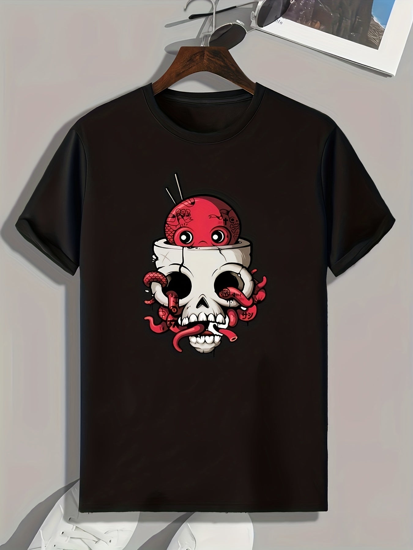 Cartoon Print Men's Graphic T-shirt for Summer