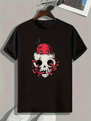Cartoon Print Men's Graphic T-shirt for Summer