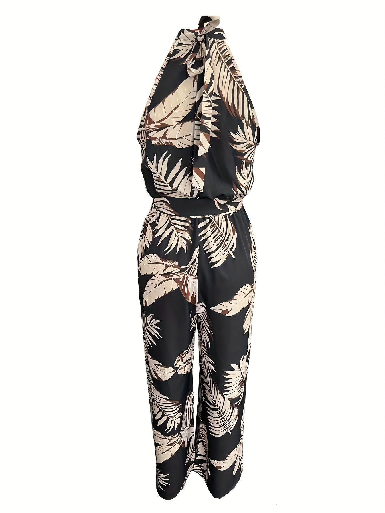 Tropical Print Tie Back Jumpsuit