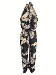 Tropical Print Tie Back Jumpsuit