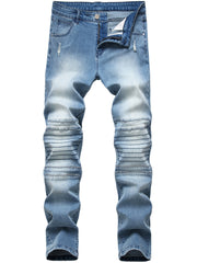 Men's Straight Slim Denim Jeans With Pockets