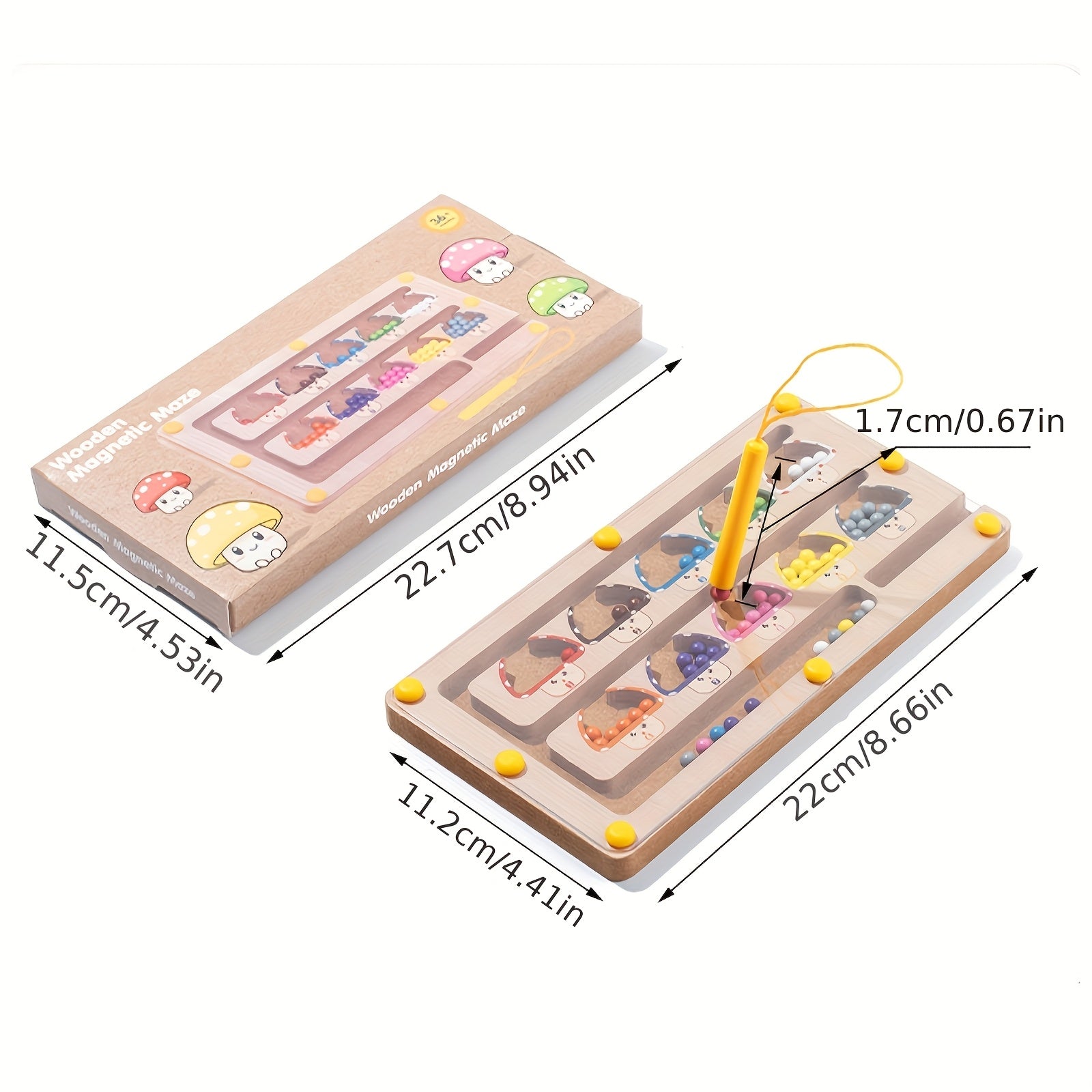 Wooden Magnetic Mushroom Maze Puzzle Toy for Kids